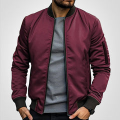 Thijs | Heren Klassieke Bomber Jacket Gevoerde Ritssluiting Bomberjack