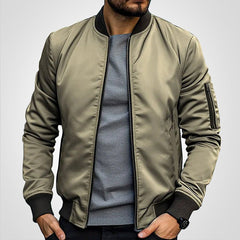 Thijs | Heren Klassieke Bomber Jacket Gevoerde Ritssluiting Bomberjack