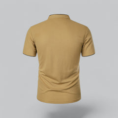 Daan | Heren Kraagloze Katoen Polo Shirt Korte Mouwen