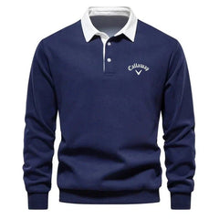 Thijs | Heren Langemouw Contrastkraag Gebreide Polo Sweater
