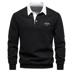 Thijs | Heren Langemouw Contrastkraag Gebreide Polo Sweater