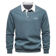 Thijs | Heren Langemouw Contrastkraag Gebreide Polo Sweater