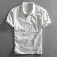 Lars | Heren Linnen Korte Mouw Polo Shirt