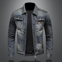 Jayden | Heren Retro Gewassen Denim Jacket Vintage Ritssluiting