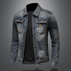 Jayden | Heren Retro Gewassen Denim Jacket Vintage Ritssluiting