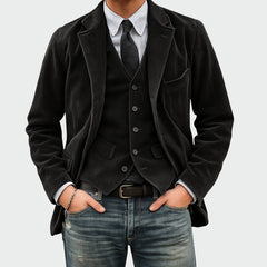 Bram | Heren Ribfluwelen Blazer Vestset Slim-Fit Tweedelig
