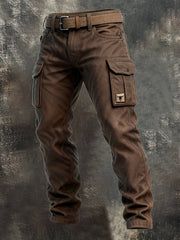 Lucas | Heren Slim-Fit Cargohose Tapered Seitentaschen Bull-Patch