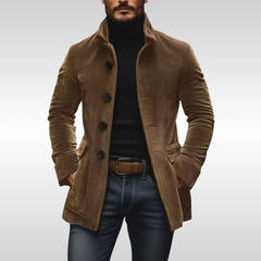 Tim | Heren Slim-Fit Ribfluwelen Mens Wool Coat Staande Kraag