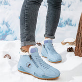 Olivia | Léa | Dames Gevoerde Winterse Ankle Boots Brede Neus Rits