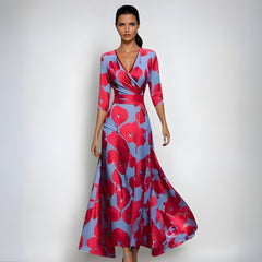 Mila | Moeder van de bruid jurk bloemenprint wikkel maxi-jurk