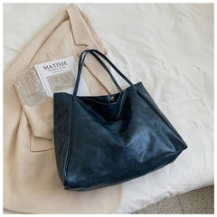 Emma | Retro PU-leren ruime tote bag dames schoudertas
