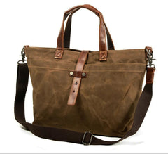 Bram | Unisex Gewaxed Canvas Leren Tote Bag Waterdicht