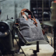 Bram | Unisex Gewaxed Canvas Leren Tote Bag Waterdicht