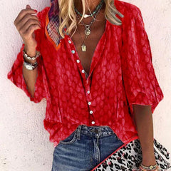 Faith | Women Printed Button Down Casual Blouse