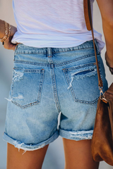 Amber | Dames Versleten Denim Casual Zomershorts