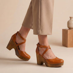 Genevieve | Dames Platform Hakken Met Bandjes En Blokhak