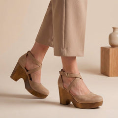 Genevieve | Dames Platform Hakken Met Bandjes En Blokhak