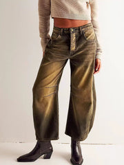 Riley | Dames Luipaardprint Jeans Met Wijde Pijpen