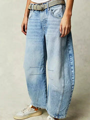Riley | Dames Luipaardprint Jeans Met Wijde Pijpen