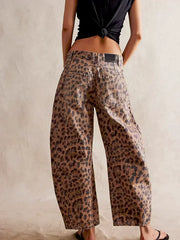 Riley | Dames Luipaardprint Jeans Met Wijde Pijpen