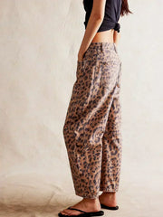 Riley | Dames Luipaardprint Jeans Met Wijde Pijpen