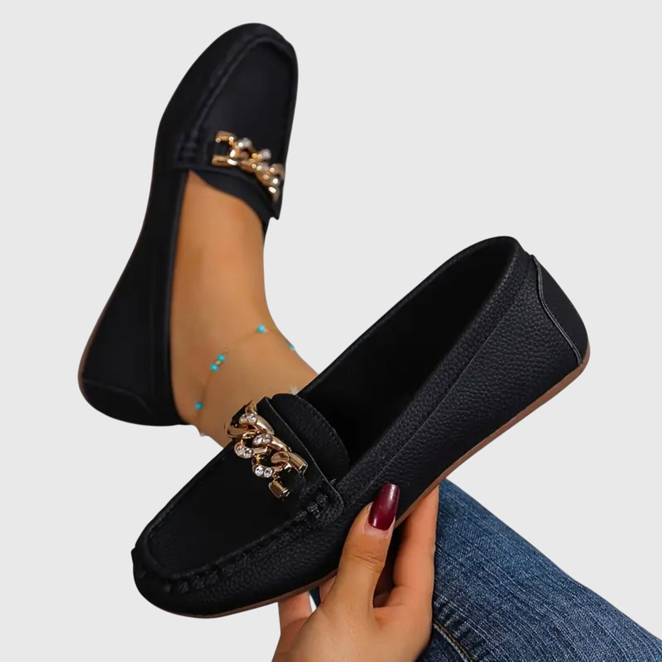 Desiree | Dames instaploafers met kettingdetail