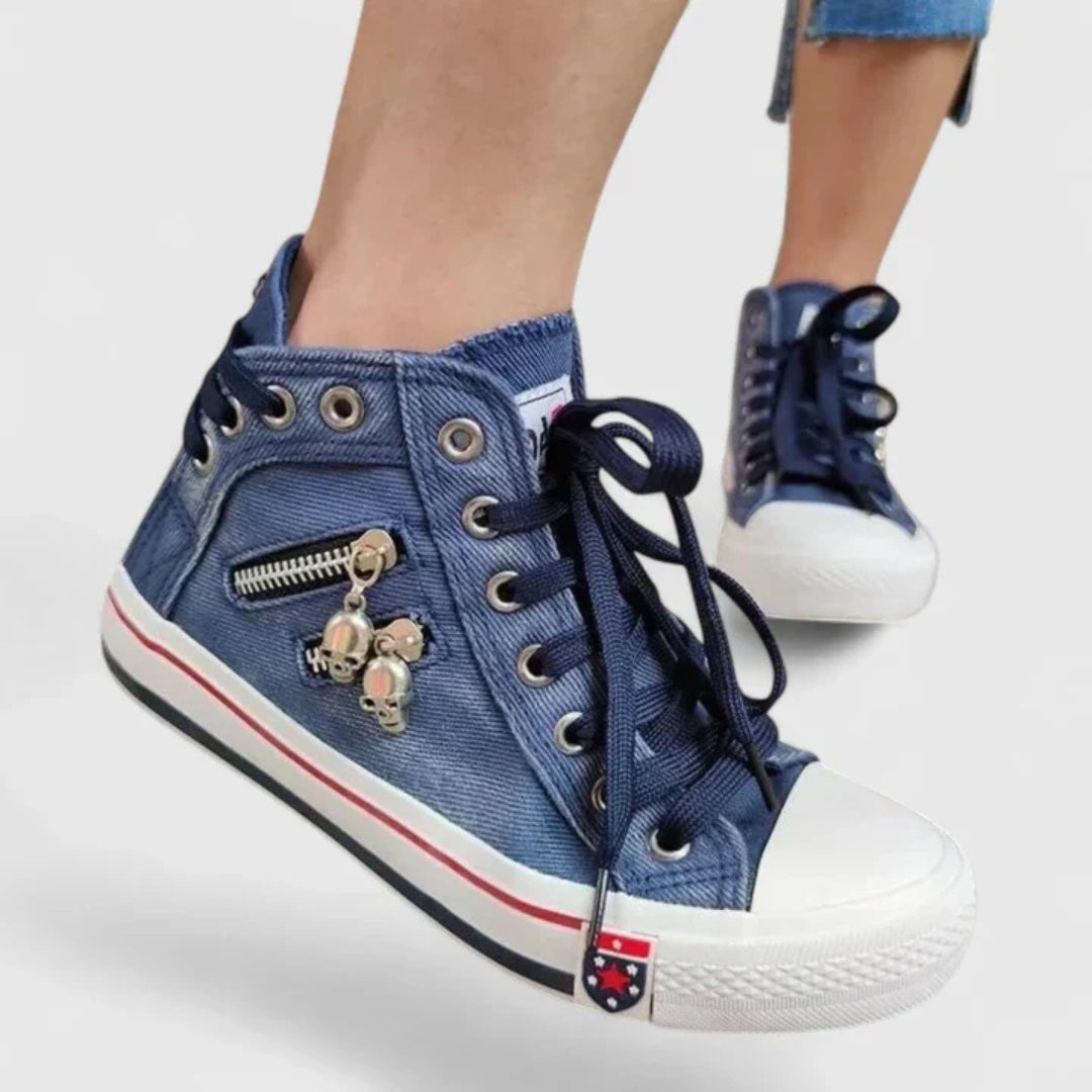 Aliyah | Dames Denim High Top Sneakers