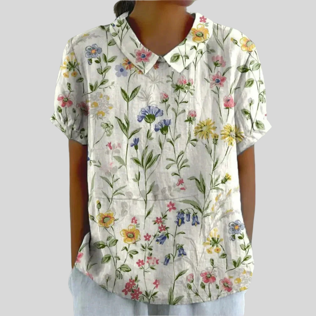 Daisy | Dames Casual Top Met Bloemenprint En Kraag