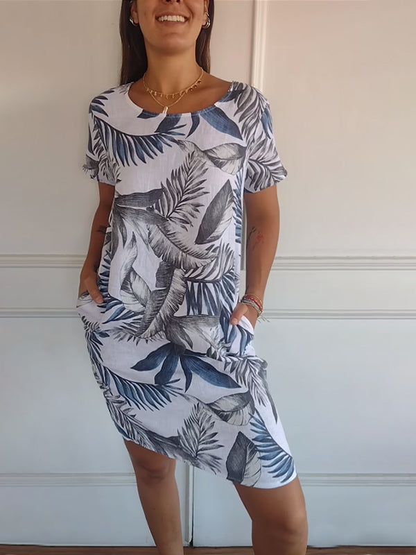 Michelle | Dames Casual Zomerjurk met Bladprint