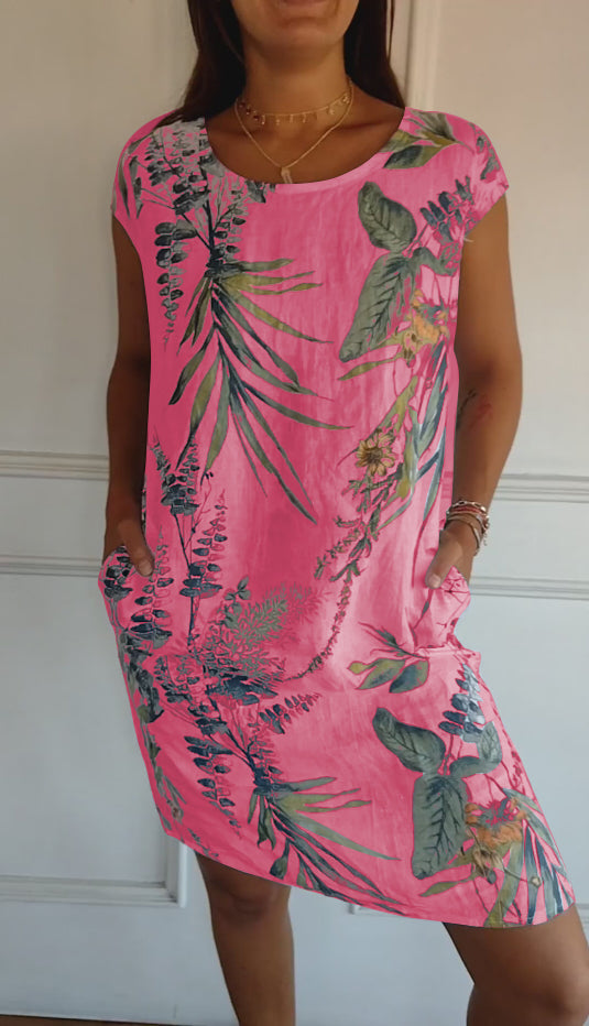 Michelle | Dames Casual Zomerjurk met Bladprint