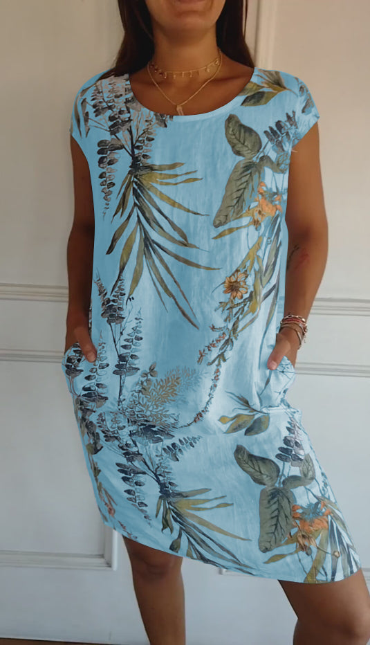 Michelle | Dames Casual Zomerjurk met Bladprint