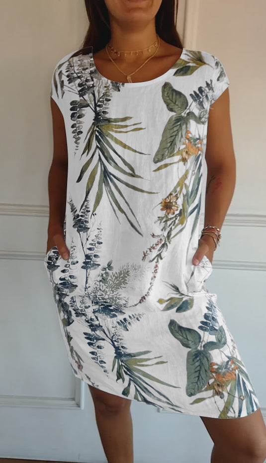 Michelle | Dames Casual Zomerjurk met Bladprint