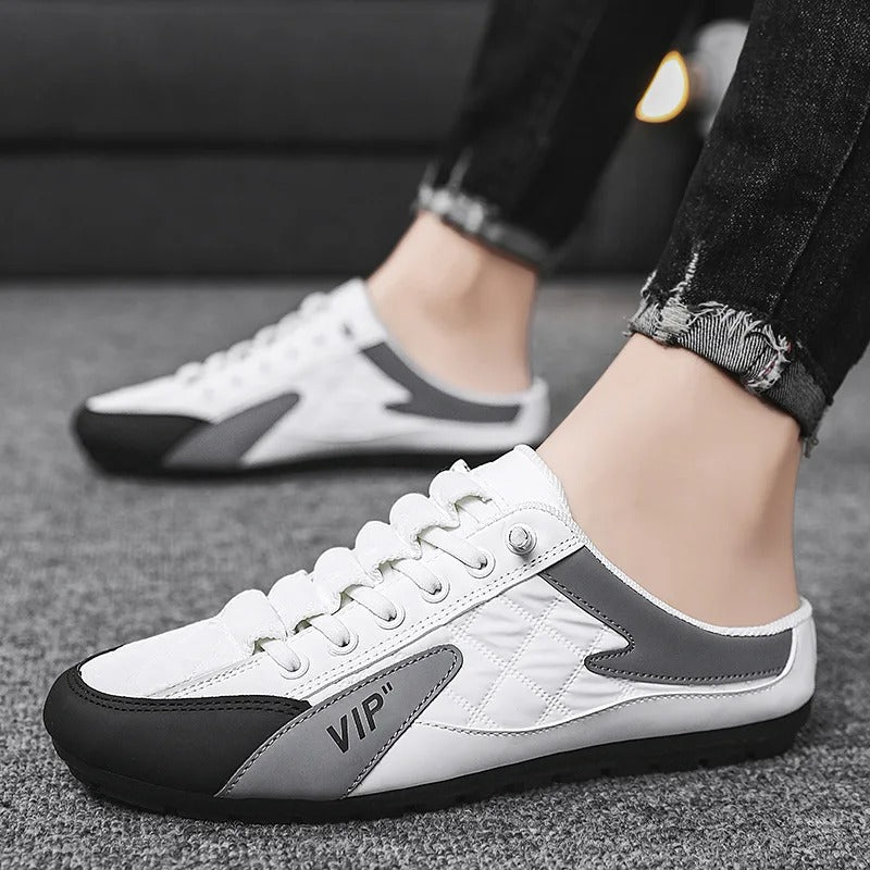 Finn | Heren Vetersluiting Half-Open Sneaker Muiltjes Casual Schoenen