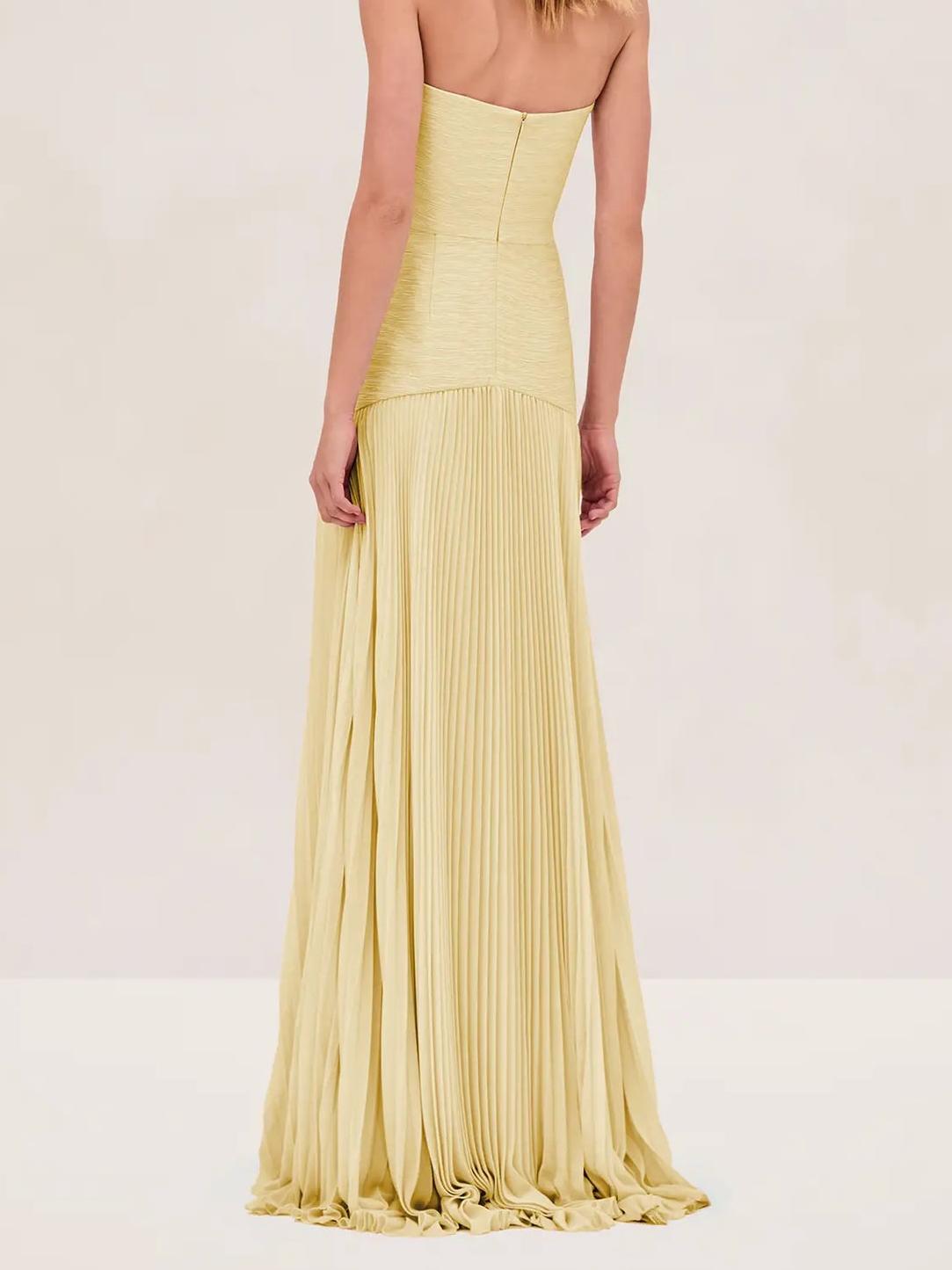 Emma | Dames Strapless Geplooide Maxi Jurk Voor Bruiloftsgasten