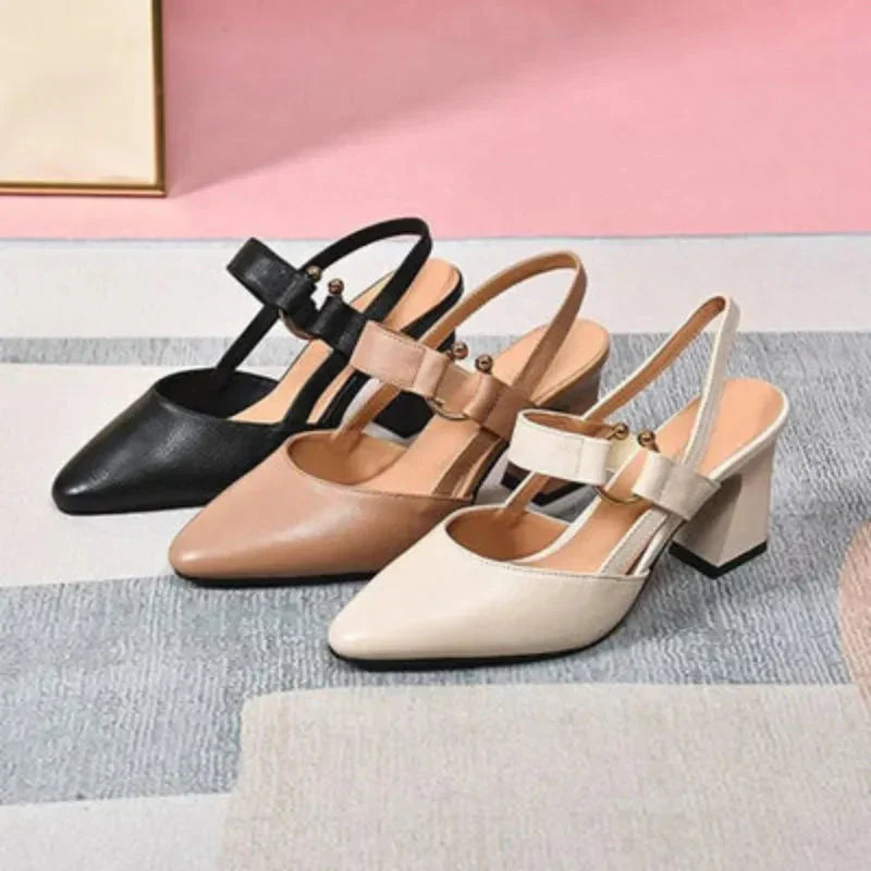 Ingrid | Dames Slingback Mary Jane Hakken Met Blokhak En Puntneus