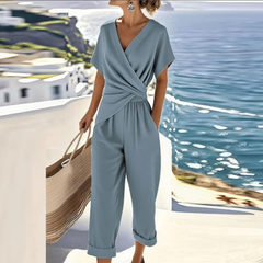 Gracie | Dames Casual Jumpsuit met Korte Mouwen en V-hals