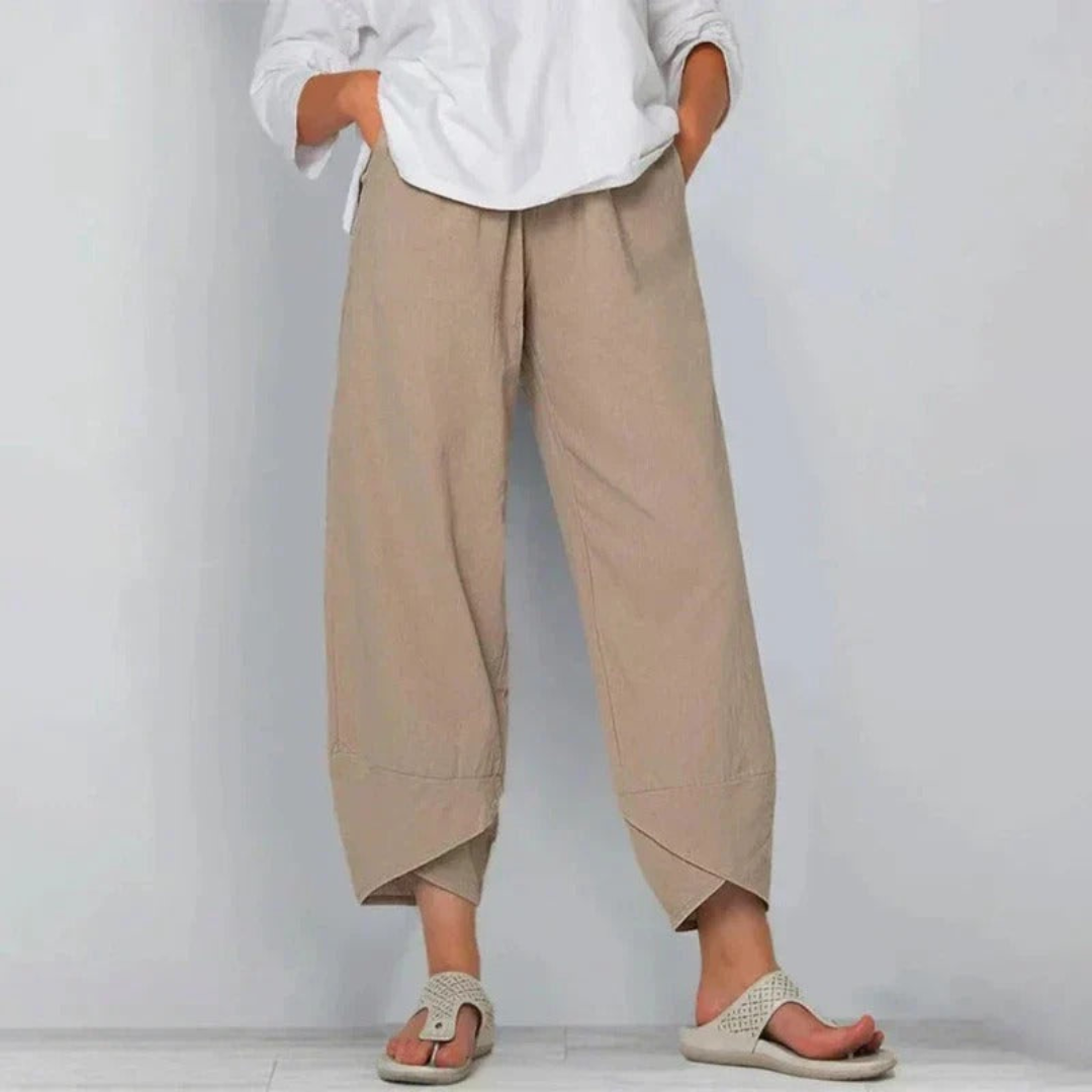 Eleonora | Dames Casual Cropped Broek Met Wijde Pijpen