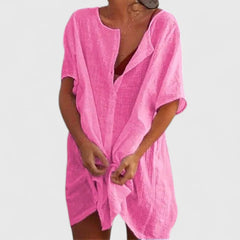 Ana | Dames Losse Strand Cover-Up met Knopen Shorts