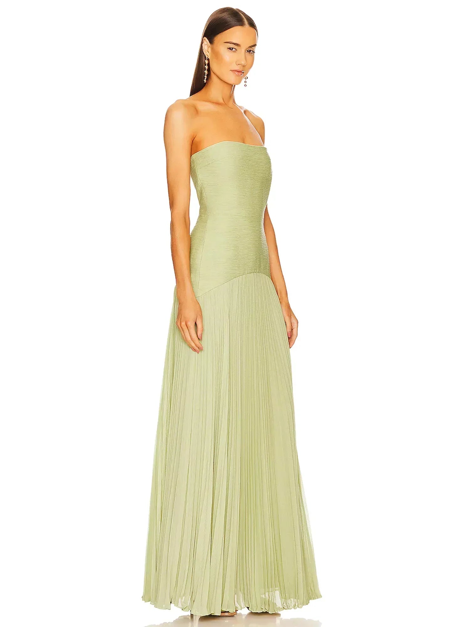 Emma | Dames Strapless Geplooide Maxi Jurk Voor Bruiloftsgasten
