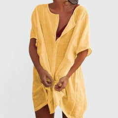 Ana | Dames Losse Strand Cover-Up met Knopen Shorts