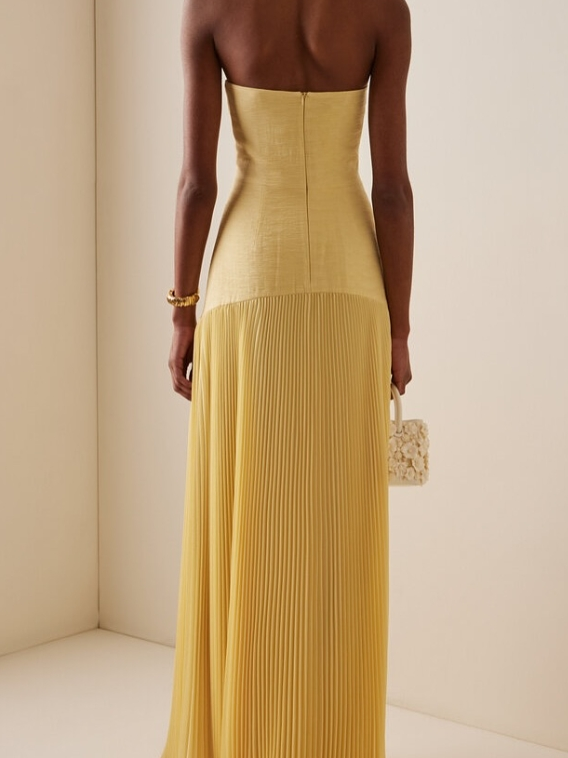 Emma | Dames Strapless Geplooide Maxi Jurk Voor Bruiloftsgasten
