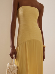 Emma | Dames Strapless Geplooide Maxi Jurk Voor Bruiloftsgasten