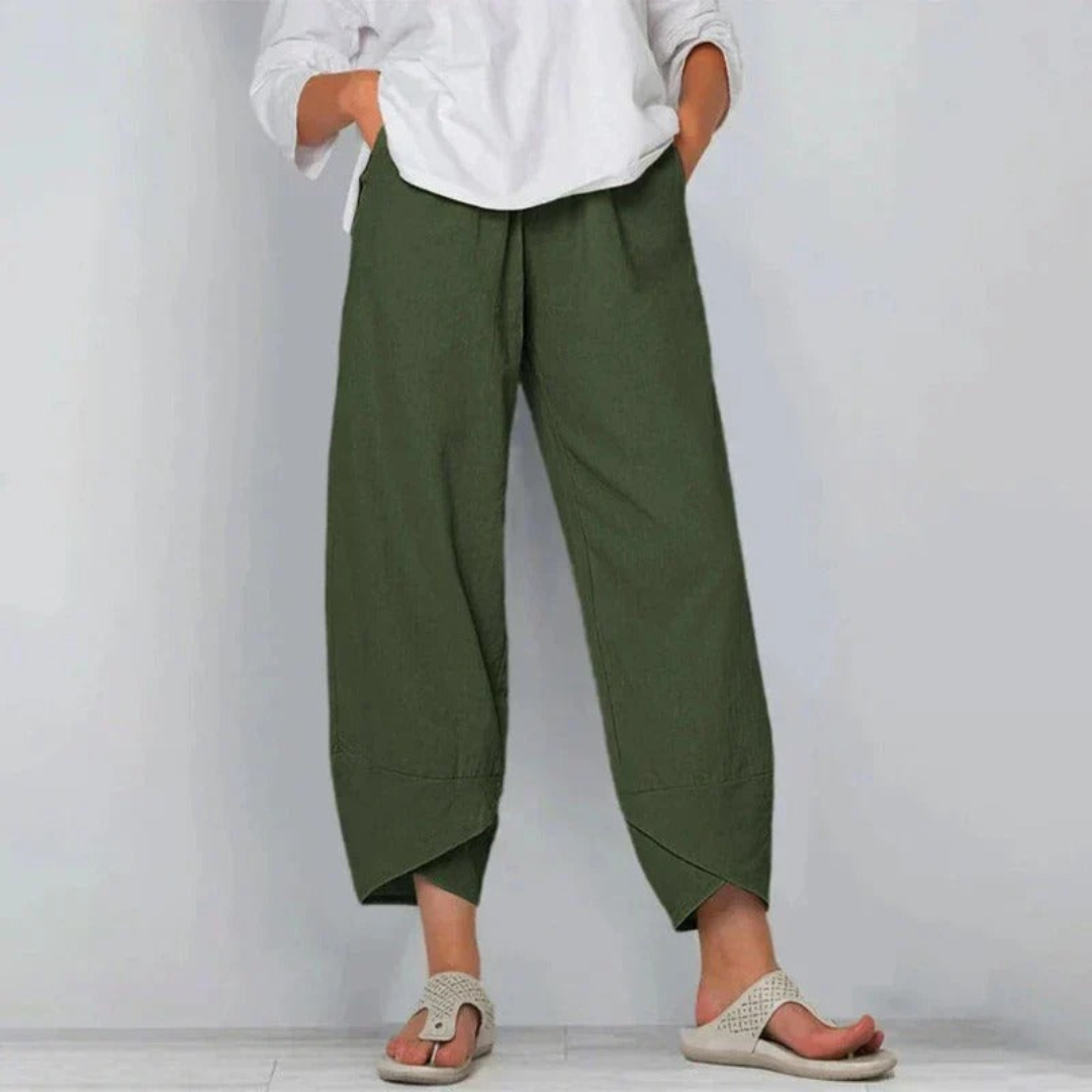 Eleonora | Dames Casual Cropped Broek Met Wijde Pijpen