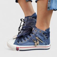 Aliyah | Dames Denim High Top Sneakers