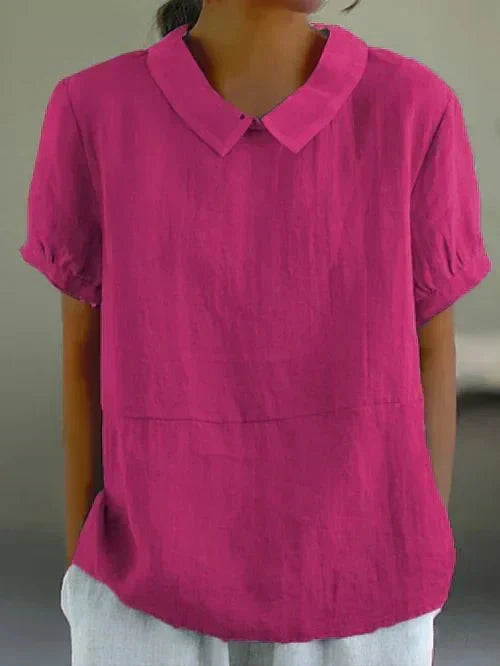 Sophie | Dames Linnen Blouse Met Peter Pan Kraag