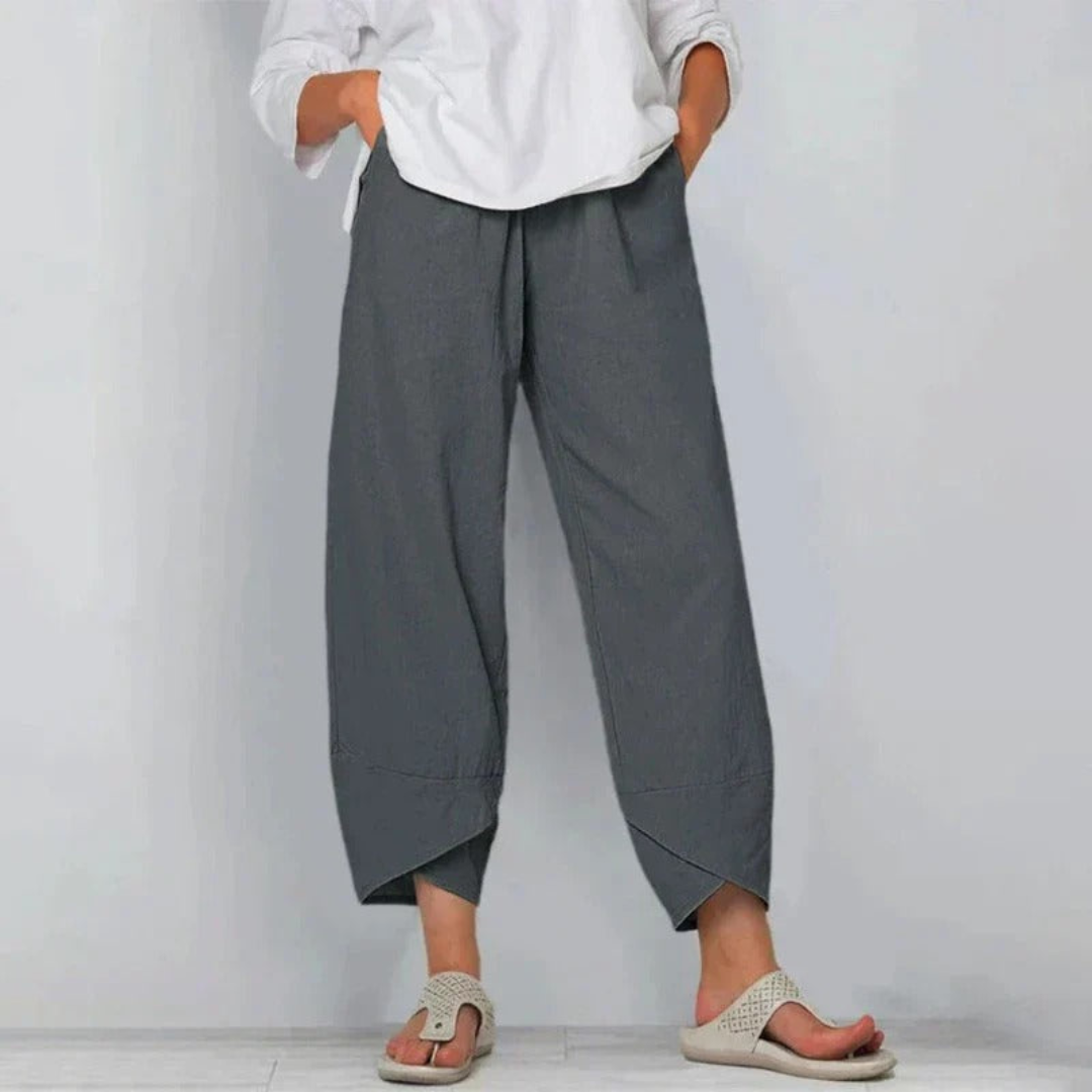 Eleonora | Dames Casual Cropped Broek Met Wijde Pijpen