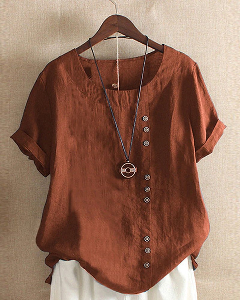 Desiree | Dames Casual Linnen Blouse Met Knoopdetails