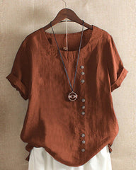 Desiree | Dames Casual Linnen Blouse Met Knoopdetails