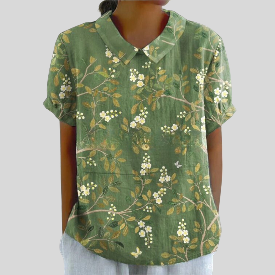 Daisy | Dames Casual Top Met Bloemenprint En Kraag