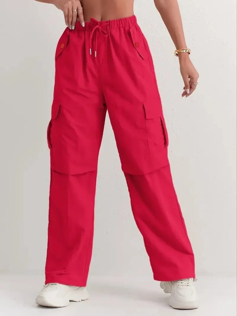 Dahlia | Dames Casual Cargo Broek Met Zakken En Trekkoord